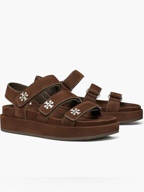 Tory Burch Chocolate Brown Suede Platform Sandals size 8